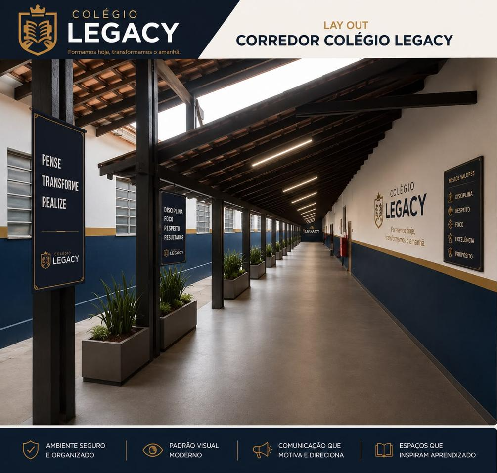 Prancha ilustrativa do corredor do Colégio Legacy